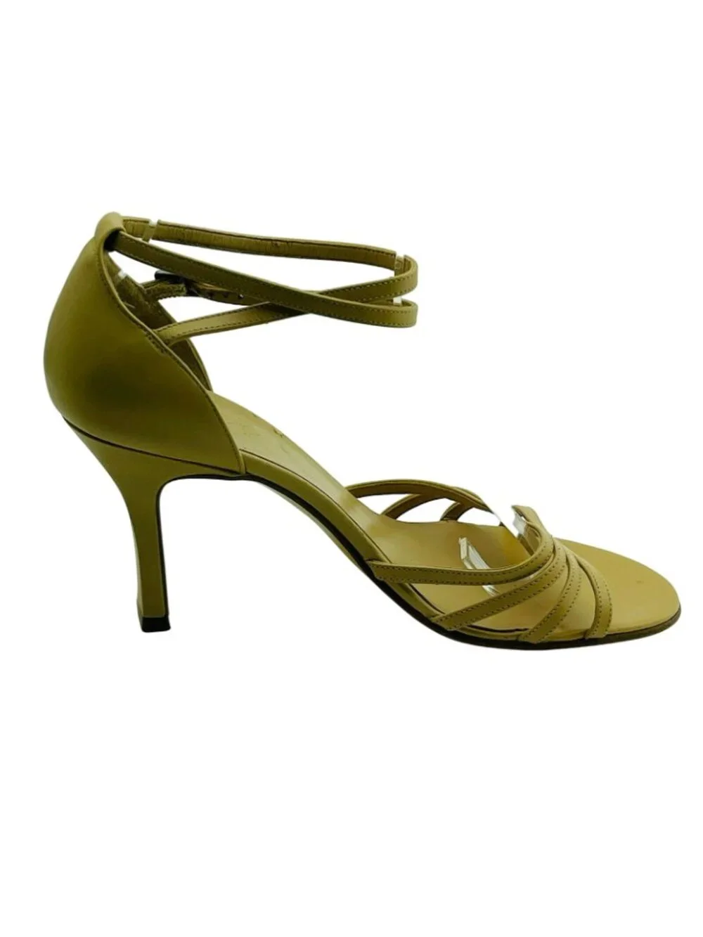 Tan Leather Strappy High Heel Sandals Size 6